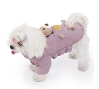 Duuclume Small Dog Coat Soft Warm Fleece Windproof Jacket, Adjustable Two-Legged Puppy Jumpsuit with Cute Bear & Leash hole,Pet Apparel for Chihuahua (Pink, M)