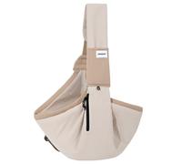 Duuclume Small Dog Sling Carrier, Soft Side Hands Free Cat Carrier Bag with Fixed Tape and Side Pocket,Crossbody Pet Carrier Tote for Puppy Cat Up to 19.5 lbs (Brown)