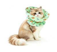Duuclume Soft Cat Recovery Collar, Adjustable Elizabethan Cone for Cats, Reversible Anti-Lick Neck Cover with Cute Print, Lightweight Protective Cone for Kitten Spay Neuter Surgery (Green)