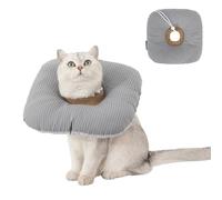 Duuclume Toast-Shaped Soft Pet Recovery Collar, No-Lick elizabethan collars for Cats & Small Puppies, Breathable Waterproof Cute Head Collar with Drawstring (Grey, X-Small)
