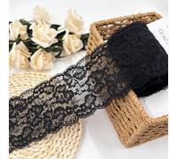 Duuclume Vintage Black Floral Lace Fabric, 3.15 Inch x 5 Yard, Wedding, Fashion, Crafts, Home Decor