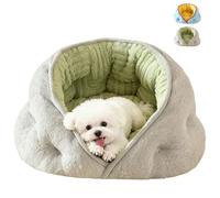 Duuclume Warm Cat Cave Bed for Small & Medium Dogs & Cats,Milk Velvet Semi-Enclosed Pet Bed Indoor & Outdoor Use (Grey Green, L)