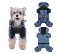 Duuclume Warm Dog Coat with Hood,Waterproof Windproof Winter Full Body Dog Jacket Snowsuit,Adjustable Cold Weather Pet Clothes (Blue, S)