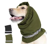 Duuclume Waterproof Dog Earmuffs Covers for Noise Protection,Adjustable Drawstring Dog Ear Protectors with Reflective Strips,Pet Calming Warm Snood (Green, L)