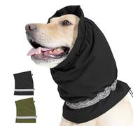 Duuclume Waterproof Dog Earmuffs Covers for Noise Protection,Adjustable Drawstring Dog Ear Protectors with Reflective Strips,Pet Calming Warm Snood (Black, S)