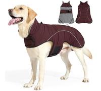 Duuclume Waterproof Winter Dog Coat - Fleece-lined Warm High Collar Jacket with Reflective Stripes,D-Ring & Adjustable Vest for Small to Large Dogs (Red, 3XL)