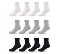 Duufin 12 Pairs Baby Socks Short Socks for Boys Girls, Black, White, Grey, 10-15 anni