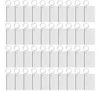 Duufin 120 Pcs Sublimation Keyring Blanks Set with Rectangle Heat Transfer MDF Blanks Key Rings and Plastic Retaining Clips for DIY and Craft, Double-Sided Printed