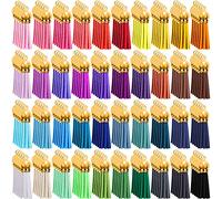 Duufin 200 Pieces Tassels for Craft Leather Tassels Keychain Tassles Bulk for DIY and Craft, 40 Colours (Gold Cap)