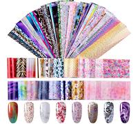 Duufin 200 Sheets Nail Art Foil Transfer Sticker Starry Sky Stars Laser Nail Foil Sticker for Nail Art Decoration DIY and Salon, Mixed Style