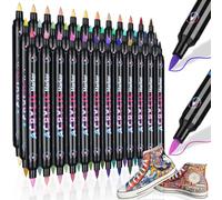 DUULEMANG 72 Colors Acrylic Paint Pens, 36 Pack Dual Tone Acrylic Paint Pens Markers for Rock Painting Double Brush Tips Acrylic Markers for Christmas Decorations, Eggs, Wood, Glass