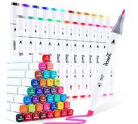 DUULEMANG Alcohol Markers Set, 24 Colors Dual Brush Tip Art Coloring Markers for Adult Drawing, Permanent Alcohol Based Colored Sketch Pens Art Supplies Gifts for Illustration