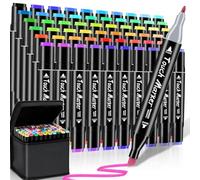DUULEMANG Alcohol Markers Set, 60 Colors Dual Brush Tip Art Coloring Markers for Adult Drawing, Permanent Alcohol Based Colored Sketch Pens Art Supplies Gifts for Illustration