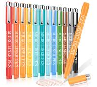 DUULEMANG Micro Fineliner Pens, 12 Colours 0.5mm Fine Line Waterproof Drawing Pens, Archival Pigment Ink Sketching Supplies, Professional Artist Inking Markers for Journaling Illustration