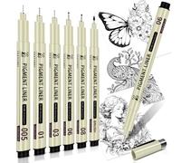 DUULEMANG Micro Fineliner Pens 6 Types of Pen Nibs Fine Point Black Waterproof Drawing Pens, Archival Pigment Ink Sketching Supplies, Artist Inking Markers for Manga Journaling Illustration