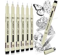 DUULEMANG Micro Fineliner Pens 6Pack 0.25mm Extra Fine Point Black Waterproof Drawing Pens, Archival Pigment Ink Sketching Supplies, Artist Inking Markers for Manga Journaling Illustration