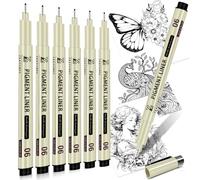 DUULEMANG Micro Fineliner Pens 6Pack 0.5mm Extra Fine Point Black Waterproof Drawing Pens, Archival Pigment Ink Sketching Supplies, Artist Inking Markers for Manga Journaling Illustration