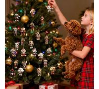 Duvcoywae Christmas Dog Ornament Advent Countdown Calendar | 24 Days Funny Dog Drinking Coffee Ornaments Countdown,Animal 2D Acrylic Pendant for Family Christmas Tree Window Vacation Party Decor