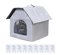 Duvcoywae Cooling Cat House, Air Conditioned Cat House, Folding Cooler Bed with 9 Ice Packs Waterproof for Four Seasons Pet Shelter Puppy Indoor Floor Small Breed