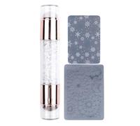 Duvcoywae Nail Stamper Kit, Stamp Art Pen, Rhinestone Embellished Double Ended Stamping Pens Tool for Manicure Home Practice Nail Salon