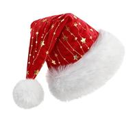 Duvcoywae Santa Hat,Golden Star Cosplay Headwear | Plush Adults Christmas Santa Hat - for Party Gathering Photography Parade New Year Family Friends Mother Girlfriend