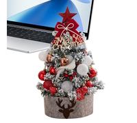 Duvcoywae Tabletop Christmas Tree | 17.72inches Christmas Table Tree Built-in Lighting,Flocking Decorations Ornaments for Holiday Table Fireplace Window Door Porch Winter Display