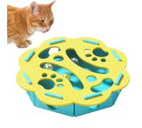 Duvcoywae Treat Puzzle Toys for Cats, Treat Puzzle Feeder Box Scratch Board, Fun Dispenser with Bell for Exercise Training Boredom Living Room Bedroom Balcony House Home Travel Birthday