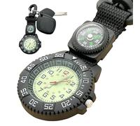 Duvcoywae Watch with Compass,Sports Carabiner Navigation Watch - Waterproof Glow in the Dark Compass for Survival Women Men Outdoor Climbing Hunting Camping Running