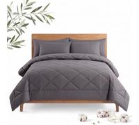 Duvet and Cover in One, Lightweight Microfibre All-Season Bedding Set (230 * 230cm,Gray)