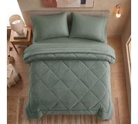 Duvet and Cover in One with 2 Pillowcases，Green：200x 200 cm (Double) | 2-in-1 for Hygienic Sleep Comfort, Fluffy, Breathable, All-Season Duvet, Soft, Hypoallergenic Bedding, Machine Washable