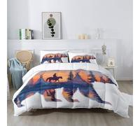 Duvet Art Brown Bear West Thick & Cosy 200 x 200 cm Quilt for Year Around, Anti-Bacterial, Ultrasoft, Breathable & Machine Washable Duvet White