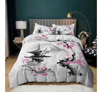 Duvet Cover 140×200cm - Japan Cherry Blossoms 3D Bedding Sets with 1 Pillowcases 50x75cm / A-03