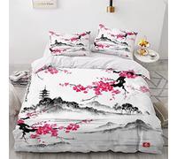Duvet Cover 140×200cm - Japan Cherry Blossoms 3D Bedding Sets with 1 Pillowcases 50x75cm / A-04