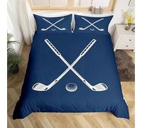 Duvet Cover 150 x 200 Ice Hockey Bedding Sets Soft Microfibre 3D Blue Quilt Cover with Zipper Closure + 2 Pillowcases 50x75 cm Bedroom Bed Set C-3566