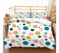 Duvet Cover 150 x 200 Polka Dots Bedding Sets Soft Microfibre 3D Colorful Polka Dots Quilt Cover with Zipper Closure + 2 Pillowcases 50x75 cm Bedroom Bed Set A-598