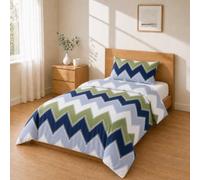 Duvet cover 155x220 + 50x80 1PCS, Chevron Navy Blue Green Grey