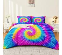 Duvet Cover 200 x 200 cm 3 Pcs Quilt Cover Reversible Double Sided Duvet Cover Bohemian Style Tie-Dye Colorful Premium Microfiber - Ultra Soft Durable Bedding Sets Color
