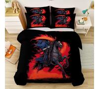Duvet Cover 260 x 220 cm with zipper, Ultra Soft Brushed Microfiber Comforter Cover Set - Halloween Dark Fantasy Horror Skeletons theme Bedding Suitable for adults and children and for all rooms Black