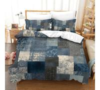Duvet Cover 3d Blue Patchwork Set Theme,Easy Care, Art Style 3D Printed Quilt Covers Pillowcases, Bedding Set with Hidden Zipper Soft for Adult Kids Bedroom King（220x240cm）