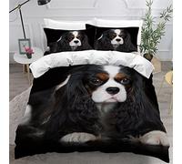 Duvet Cover 3D Cavalier King Charles Spaniel Bedding set with Hidden zipper 100% Microfiber with Pillowcases Super King 260x220 Ultra Soft Hypoallergenic 3 Pieces Pet Cute Quilt Cover set for Adults