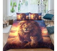 Duvet Cover 3D Printed Lion Bedding Set 3 Pieces with Pillowcases, Soft Microfiber Quilt Cover for Kids Girls Boys Teens Room Decor Double（200x200cm）