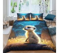 Duvet Cover Animal Meerkat Soft Brushed 3D Print Bedding Sets Patterned Quilt Cover Single And 2 Pillowcases With Zipper - Skin Friendly And Breathable 90X190 Cm-80666244390