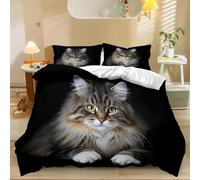Duvet Cover Animal Print Siberian Cat Bedding Set for Kids Man and Grey Woman Luxury Comforter Cover Bedspread Cover Decor Bedroom Sets with Pillow Cases Single