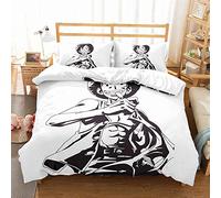 Duvet Cover Anime One Piece Luffy Pillowcase Bedding Anti-mite Soft 15% Cotton + 85% Microfiber (Style 02,135x200cm(Single))