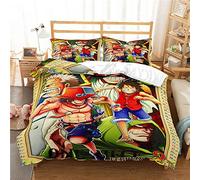 Duvet Cover Anime One Piece Luffy Pillowcase Bedding Anti-mite Soft 15% Cotton + 85% Microfiber (Style 04,220x230cm(King))