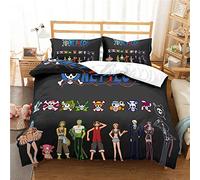 Duvet Cover Anime One Piece Luffy Pillowcase Bedding Anti-mite Soft 15% Cotton + 85% Microfiber (Style 05,135x200cm(Single))