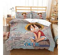 Duvet Cover Anime One Piece Luffy Pillowcase Bedding Anti-mite Soft 15% Cotton + 85% Microfiber (Style 07,220x230cm(King))
