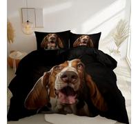 Duvet Cover Basset Hound Cute Dark Tone Printed Duvet Cover Sets, Reversible Bedding Bed Set, Cover Soft Microfiber Double Set for All Season Black