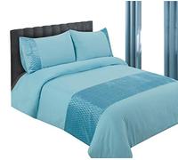 DUVET COVER BED SET INC PILLOWCASES - DOUBLE KING & SUPERKING SIZE BLACK CREAM TEAL (Superking, Teal)