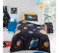 Duvet Cover Bed Set Range Children's Kids Outer Space Reversible Bedlam Black